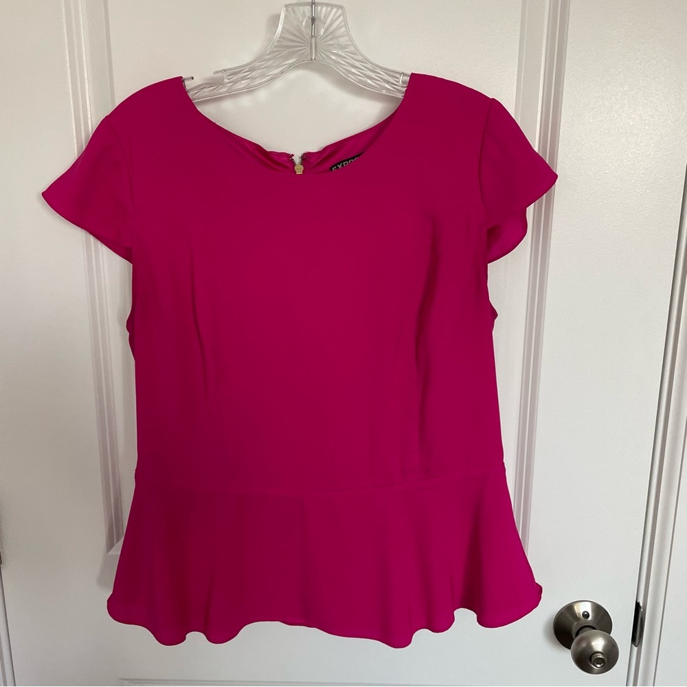 Pink Peplum Cap Sleeve Top
